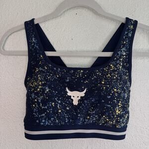 Under Armour Project Rock Sports Bra Womens Large Compression Crossback Sporty